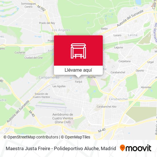 Mapa Maestra Justa Freire - Polideportivo Aluche