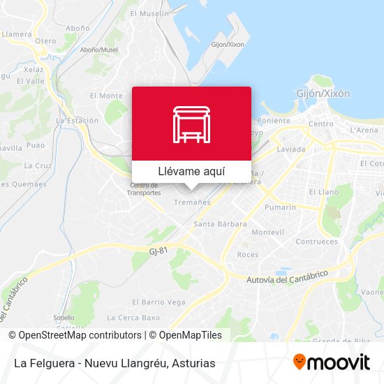 Mapa La Felguera - Nuevu Llangréu