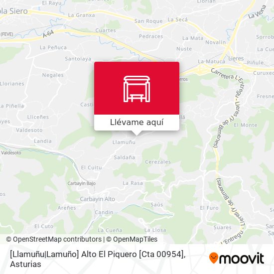 Mapa [Llamuñu|Lamuño]  Alto El Piquero [Cta 00954]