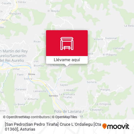 Mapa [San Pedro|San Pedro Tiraña]  Cruce L´Ordaliegu [Cta 01360]
