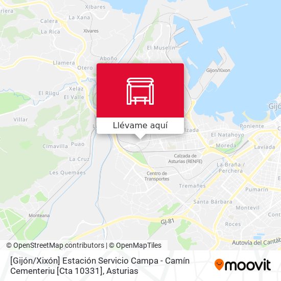 Mapa [Gijón / Xixón]  Estación Servicio Campa - Camín Cementeriu [Cta 10331]