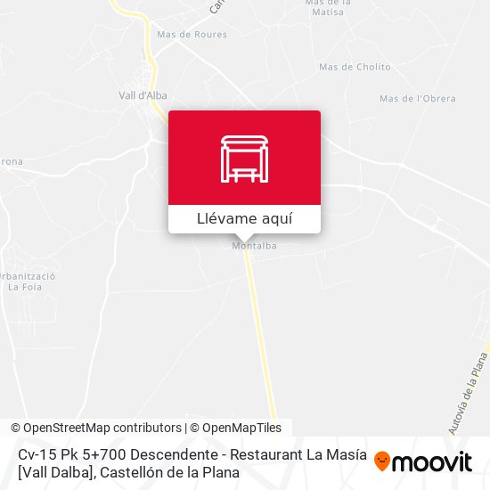 Mapa Cv-15 Pk 5+700 Descendente - Restaurant La Masía [Vall Dalba]