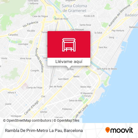 Mapa Rambla De Prim-Metro La Pau
