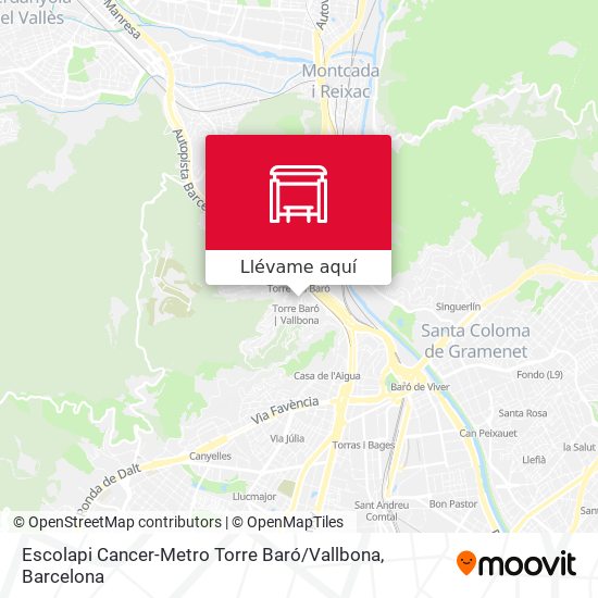 Mapa Escolapi Cancer-Metro Torre Baró / Vallbona
