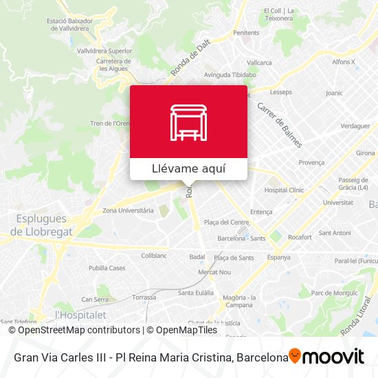 Mapa Gran Via Carles III - Pl Reina Maria Cristina