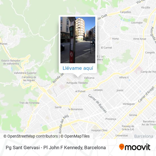 Mapa Pg Sant Gervasi - Pl John F Kennedy