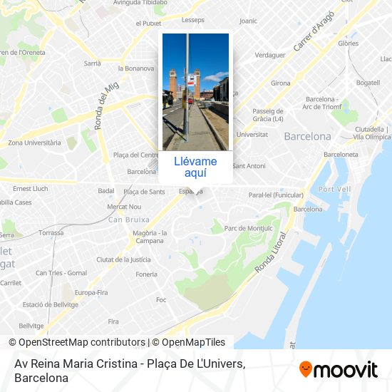 Mapa Av Reina Maria Cristina - Plaça De L'Univers