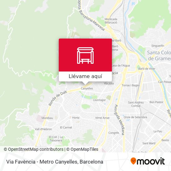 Mapa Via Favència - Metro Canyelles