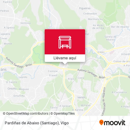 Mapa Pardiñas de Abaixo (Santiago)