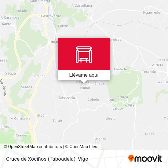 Mapa Cruce de Xociños (Taboadela)