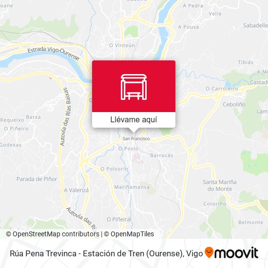 Mapa Rúa Pena Trevinca - Estación de Tren (Ourense)