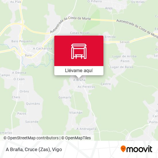 Mapa A Braña, Cruce (Zas)