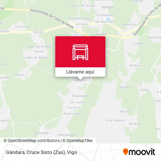 Mapa Gándara, Cruce Sisto (Zas)