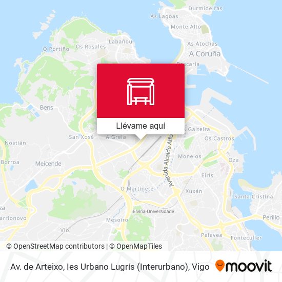 Mapa Av. de Arteixo, Ies Urbano Lugrís (Interurbano)