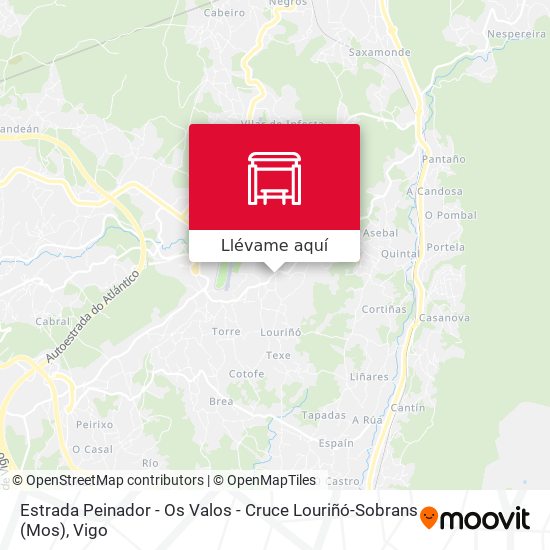 Mapa Estrada Peinador - Os Valos - Cruce Louriñó-Sobrans (Mos)