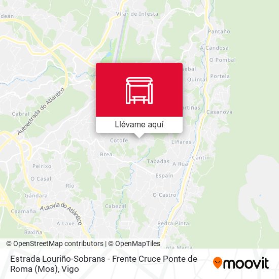 Mapa Estrada Louriño-Sobrans - Frente Cruce Ponte de Roma (Mos)