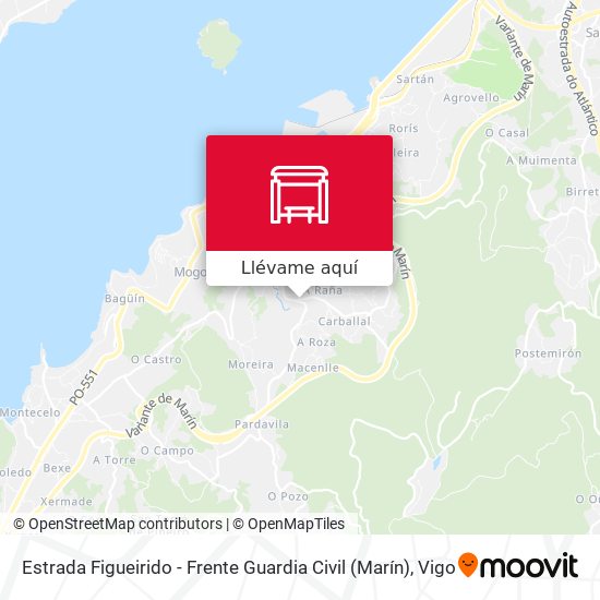 Mapa Estrada Figueirido - Frente Guardia Civil (Marín)