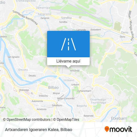 Mapa Artxandaren Igoeraren Kalea