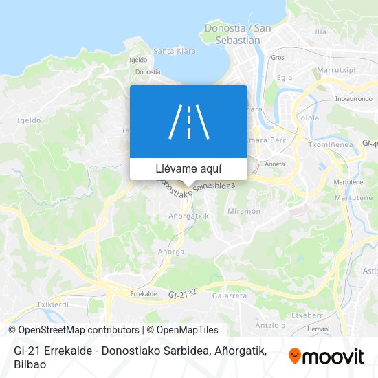 Mapa Gi-21 Errekalde - Donostiako Sarbidea, Añorgatik