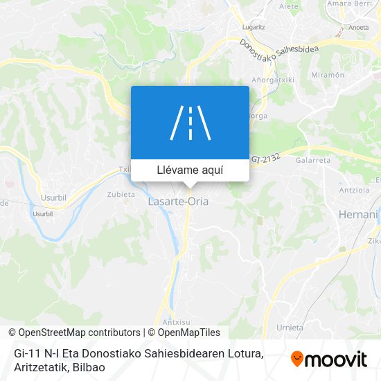 Mapa Gi-11 N-I Eta Donostiako Sahiesbidearen Lotura, Aritzetatik