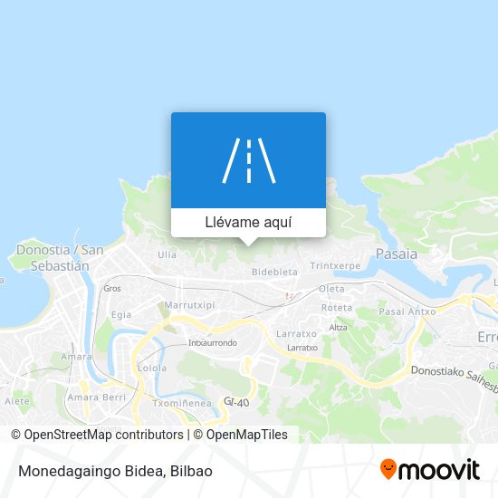 Mapa Monedagaingo Bidea