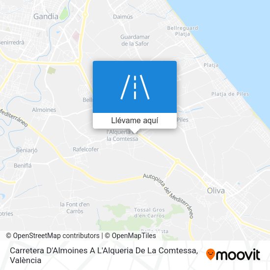 Mapa Carretera D'Almoines A L'Alqueria De La Comtessa