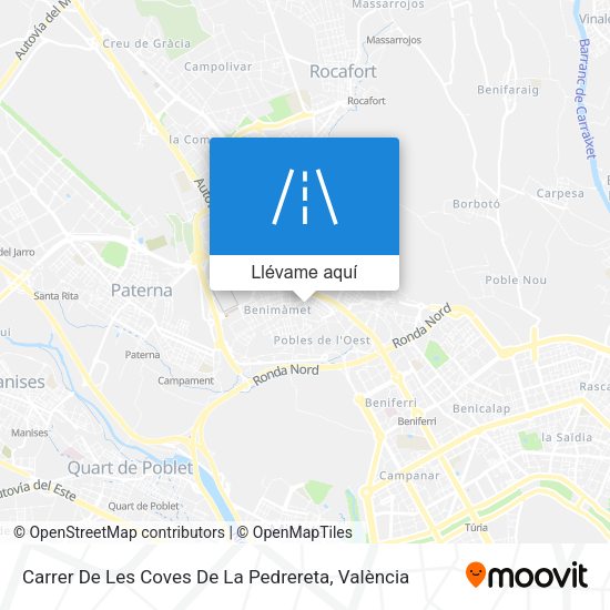 Mapa Carrer De Les Coves De La Pedrereta