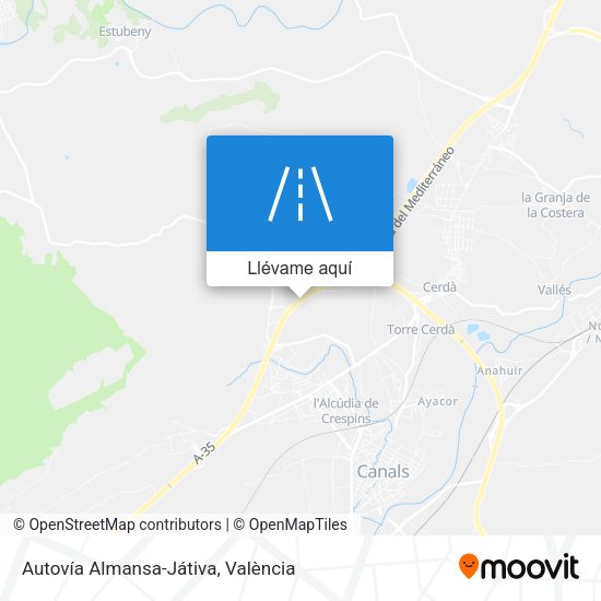 Mapa Autovía Almansa-Játiva