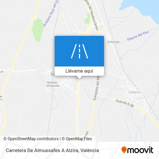 Mapa Carretera De Almussafes A Alzira