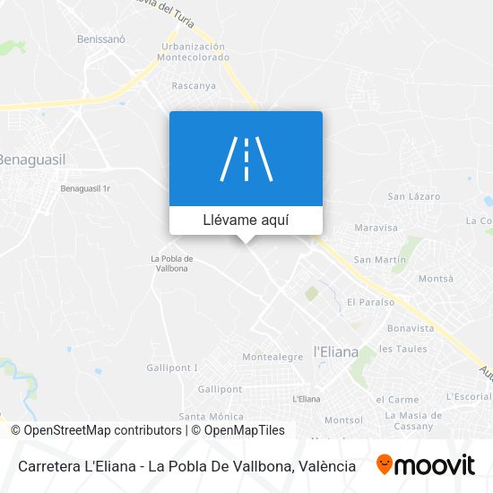Mapa Carretera L'Eliana - La Pobla De Vallbona
