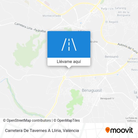 Mapa Carretera De Tavernes A Llíria