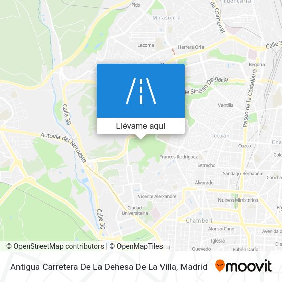 Mapa Antigua Carretera De La Dehesa De La Villa