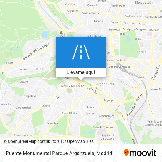 Mapa Puente Monumental Parque Arganzuela