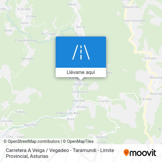 Mapa Carretera A Veiga / Vegadeo - Taramundi - Límite Provincial