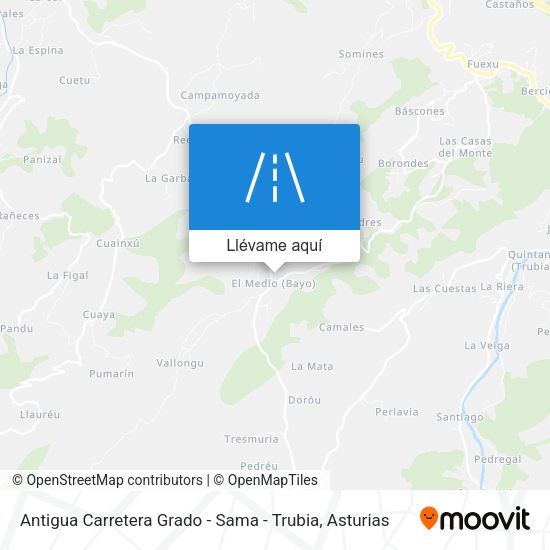 Mapa Antigua Carretera Grado - Sama - Trubia