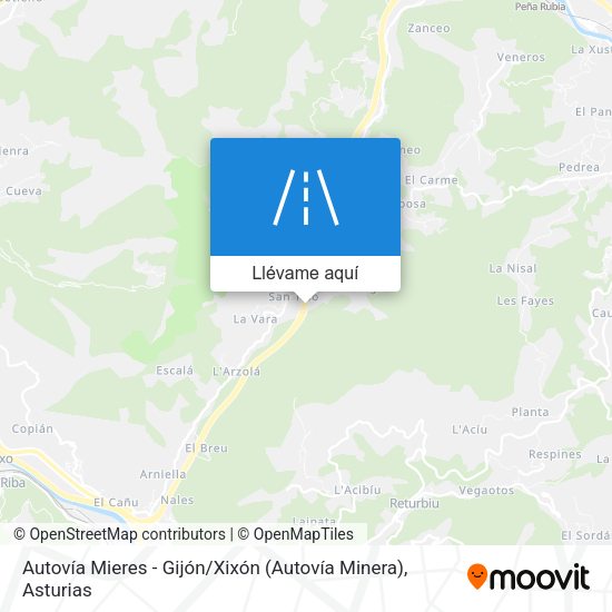 Mapa Autovía Mieres - Gijón / Xixón (Autovía Minera)