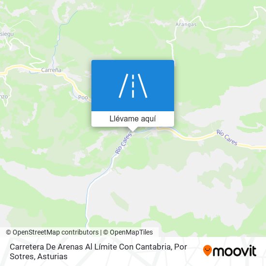 Mapa Carretera De Arenas Al Límite Con Cantabria, Por Sotres