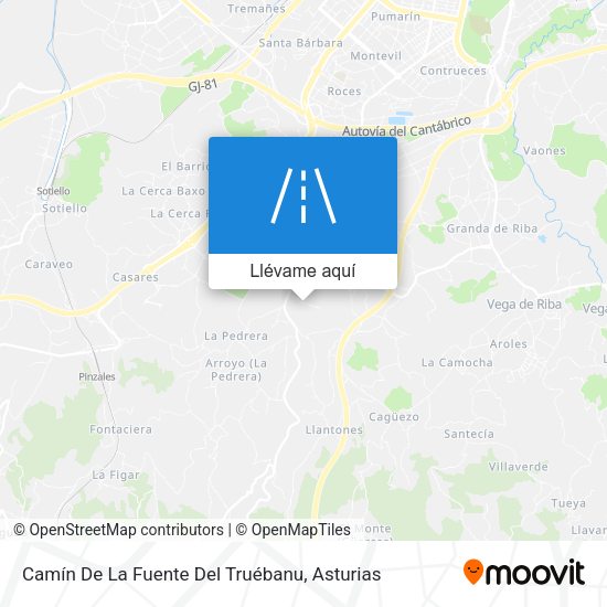 Mapa Camín De La Fuente Del Truébanu