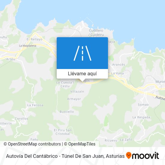 Mapa Autovía Del Cantábrico - Túnel De San Juan