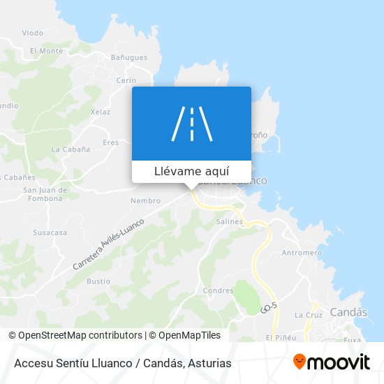 Mapa Accesu Sentíu Lluanco / Candás