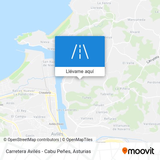 Mapa Carretera Avilés - Cabu Peñes