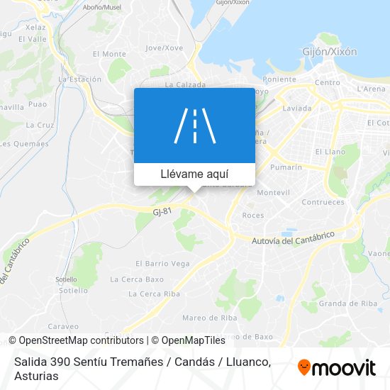 Mapa Salida 390 Sentíu Tremañes / Candás / Lluanco