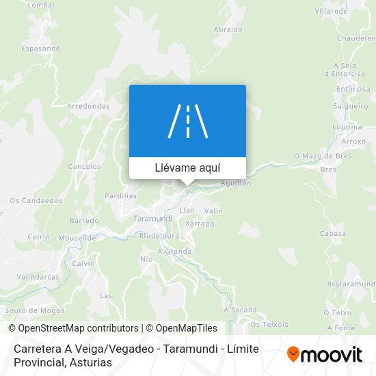 Mapa Carretera A Veiga / Vegadeo - Taramundi - Límite Provincial