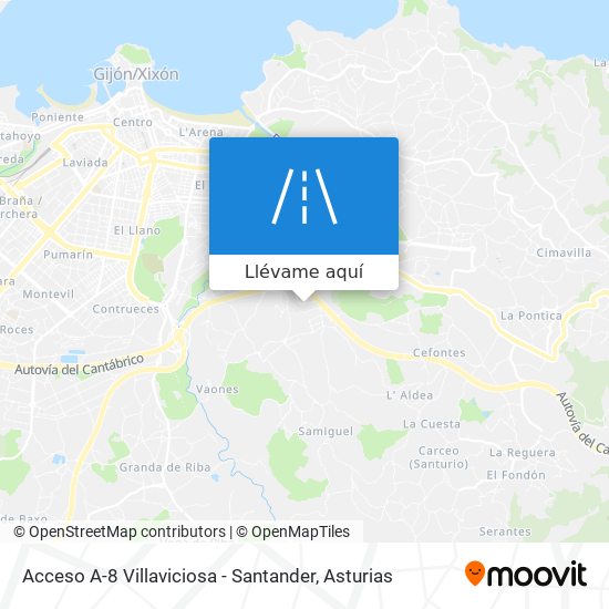 Mapa Acceso A-8 Villaviciosa - Santander