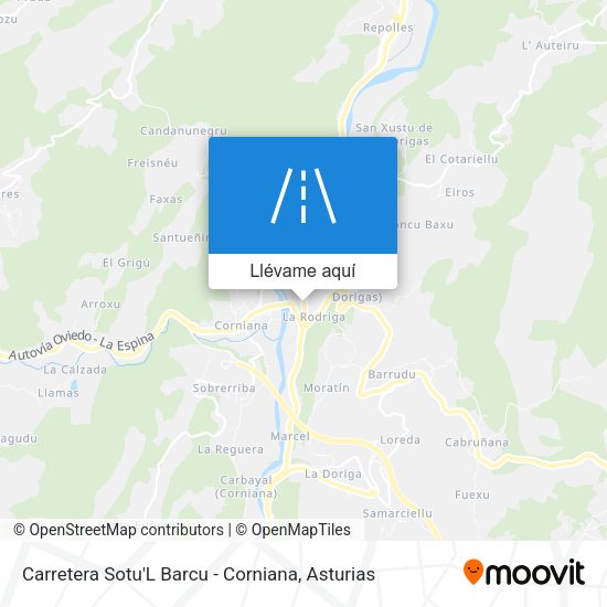 Mapa Carretera Sotu'L Barcu - Corniana