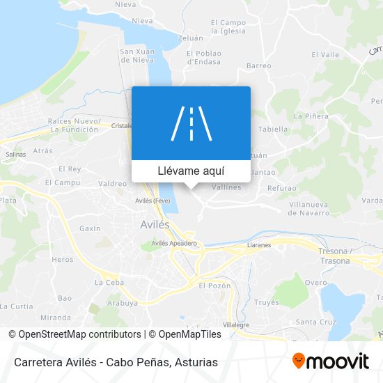 Mapa Carretera Avilés - Cabo Peñas