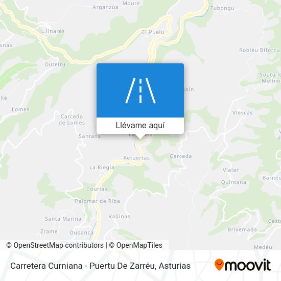 Mapa Carretera Curniana - Puertu De Zarréu