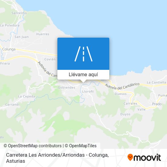 Mapa Carretera Les Arriondes / Arriondas - Colunga