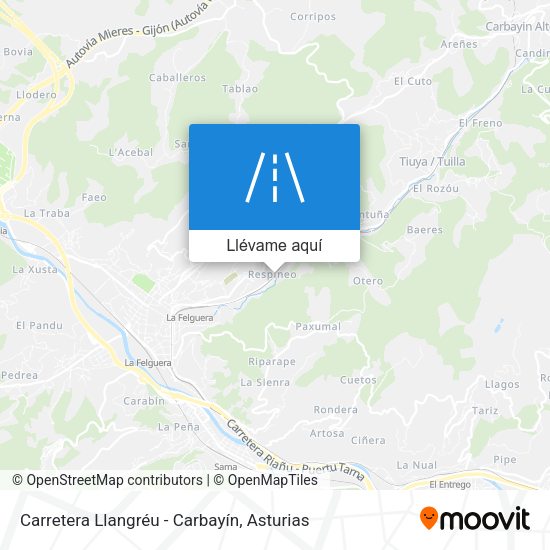 Mapa Carretera Llangréu - Carbayín