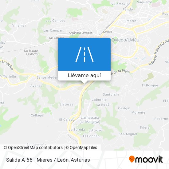 Mapa Salida A-66 - Mieres / León